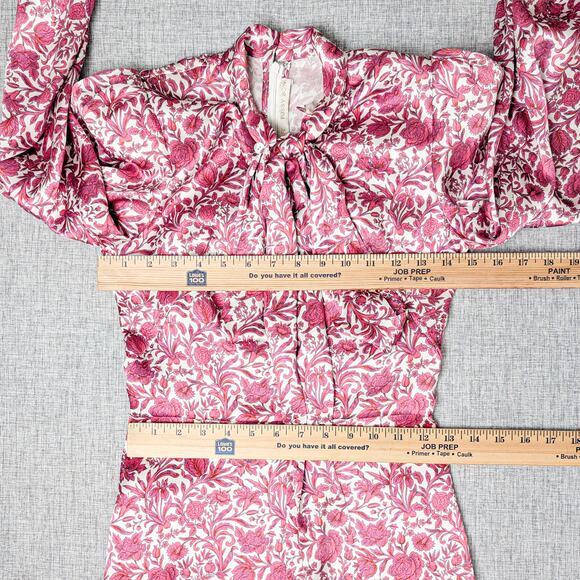 The Vimpres Wife Bow-Tie Floral Silk Mini Dress Red Pink 8UK 4US - Picture 11 of 12